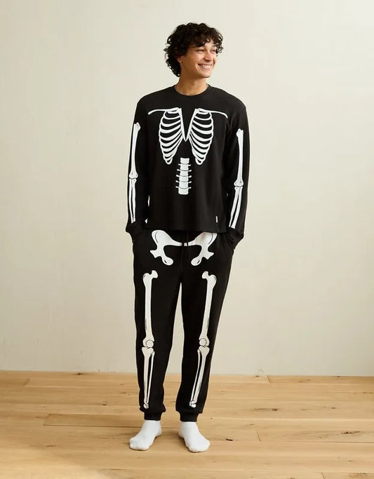 AEO Halloween Skeleton Waffle Lounge Set