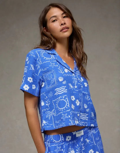 AE Cotton Gauze Short-Sleeve PJ Set