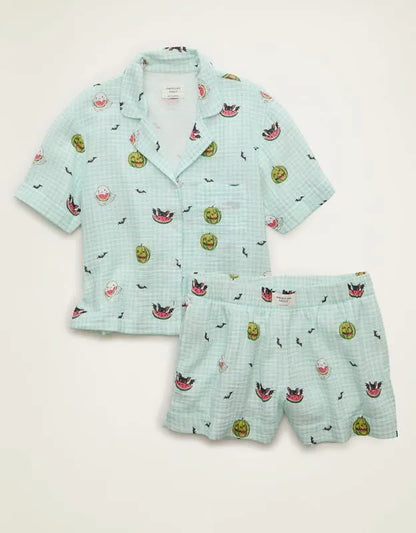 AE Cotton Gauze Short-Sleeve PJ Set
