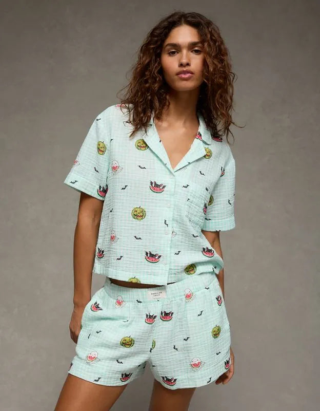 AE Cotton Gauze Short-Sleeve PJ Set
