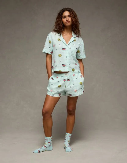 AE Cotton Gauze Short-Sleeve PJ Set
