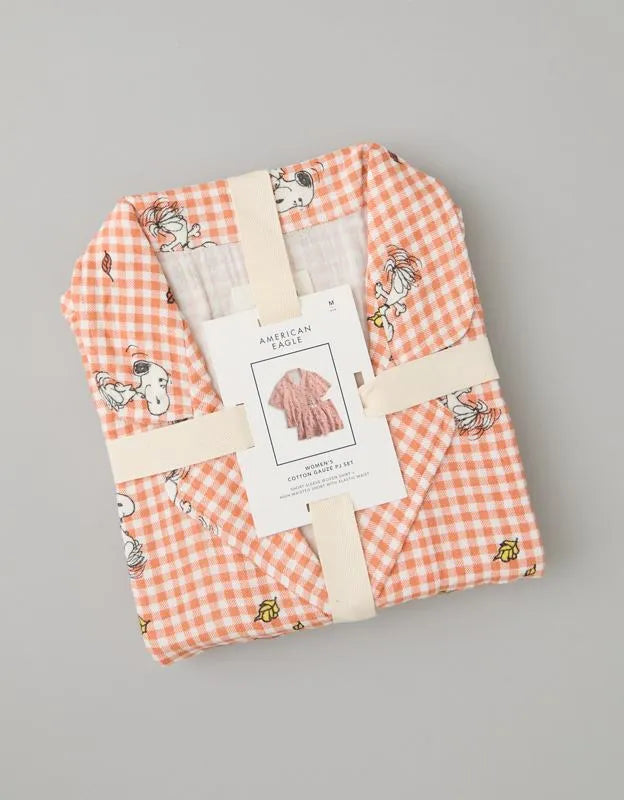 AE Snoopy Cotton Gauze Short-Sleeve PJ Set