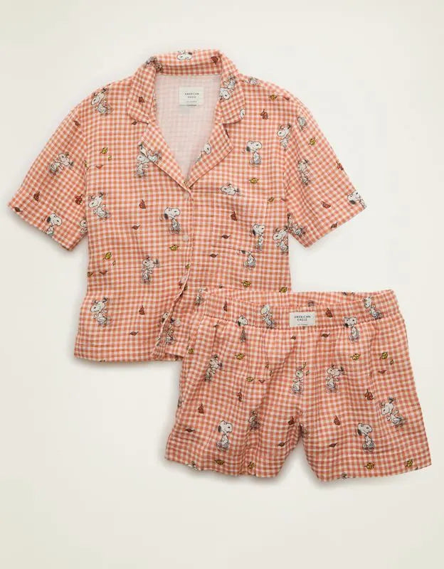 AE Snoopy Cotton Gauze Short-Sleeve PJ Set