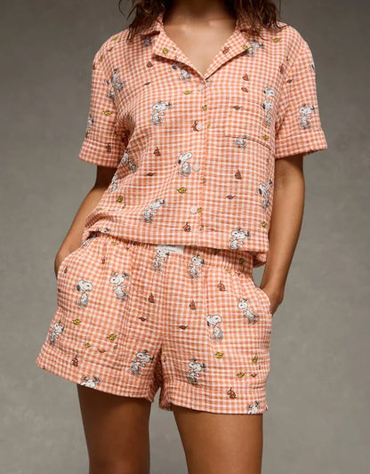 AE Snoopy Cotton Gauze Short-Sleeve PJ Set