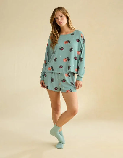 AE Luxe Plush Long Sleeve + Short PJ Set