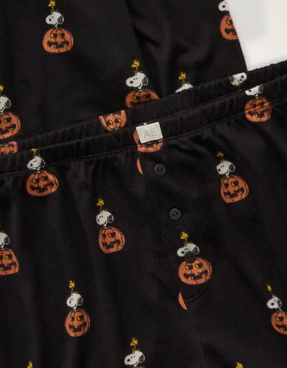 AE Luxe Plush Long Sleeve + Short PJ Set