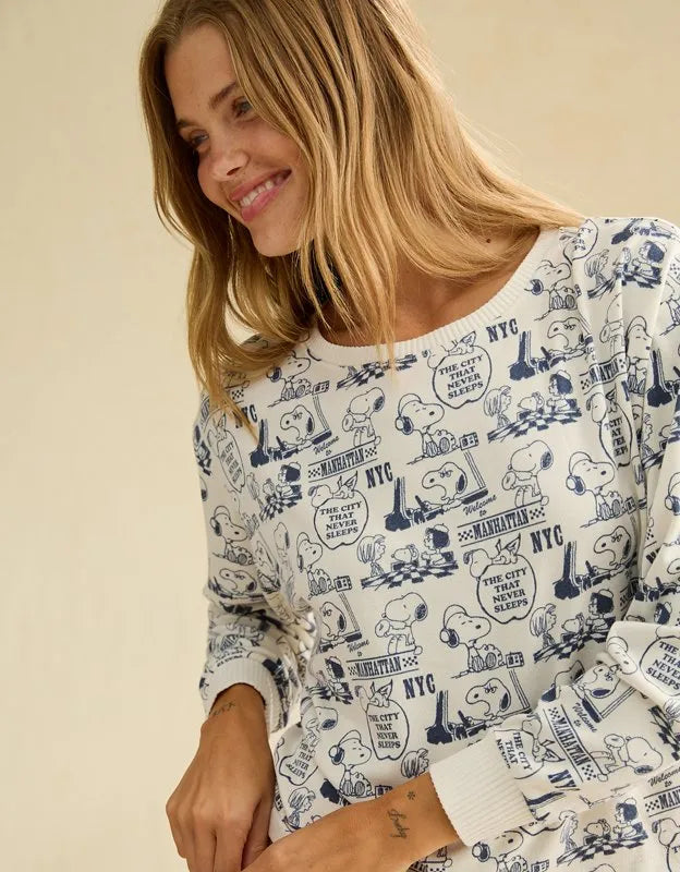 AE Luxe Plush Snoopy Long Sleeve + Short PJ Set