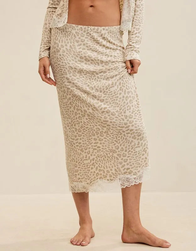 OVERSLEPT by Aerie Real Soft Rib Midi Skirt