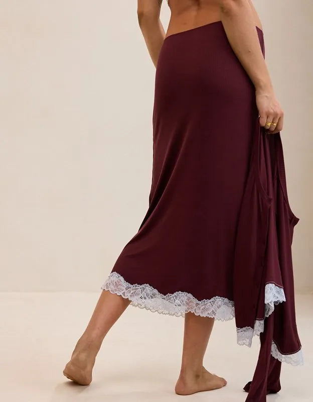 OVERSLEPT by Aerie Real Soft Rib Midi Skirt