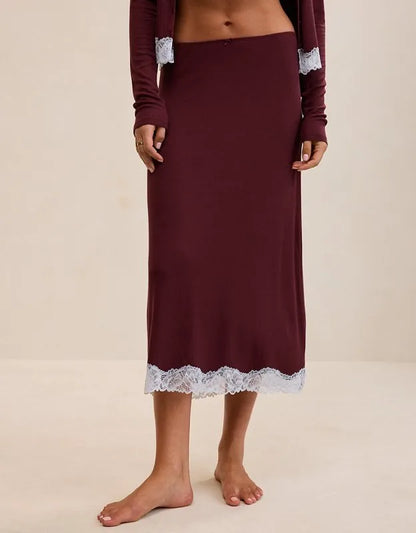 OVERSLEPT by Aerie Real Soft Rib Midi Skirt