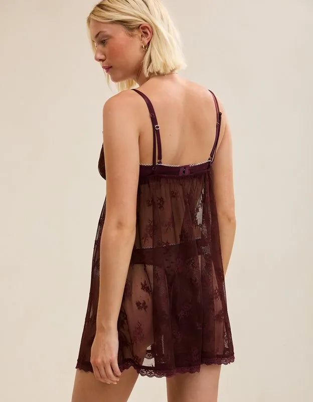 OVERSLEPT by Aerie Sheer Lace Nightie