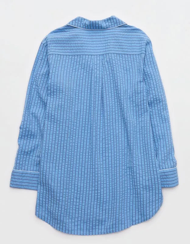 OVERSLEPT by Aerie Seersucker Oversized Shirt Nightie