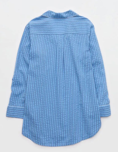 OVERSLEPT by Aerie Seersucker Oversized Shirt Nightie