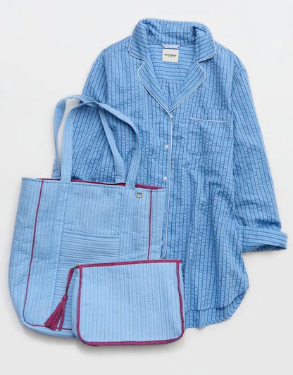 OVERSLEPT by Aerie Seersucker Oversized Shirt Nightie