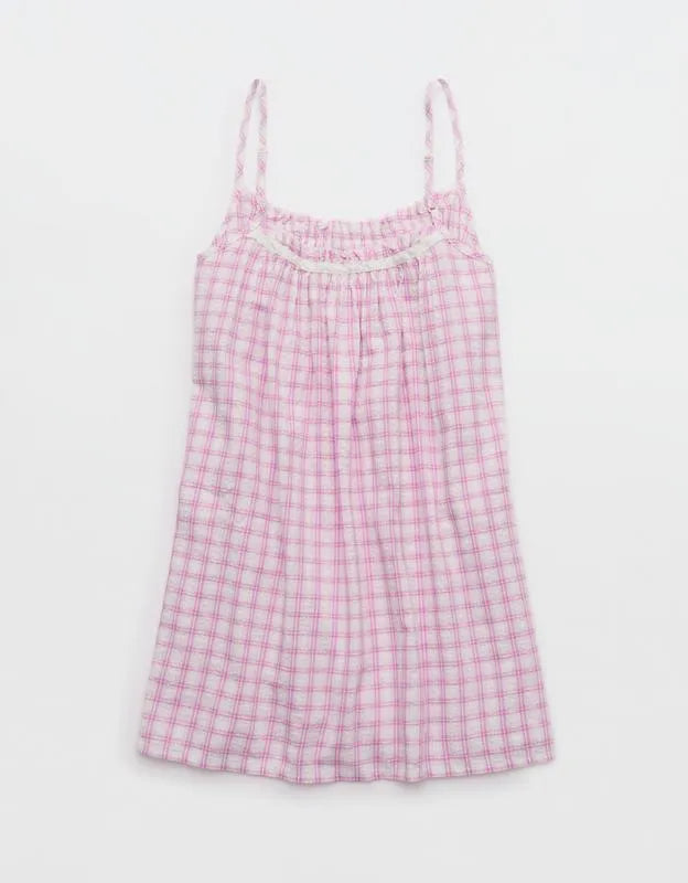 OVERSLEPT by Aerie Seersucker Babydoll Nightie
