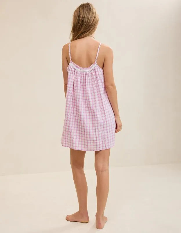 OVERSLEPT by Aerie Seersucker Babydoll Nightie