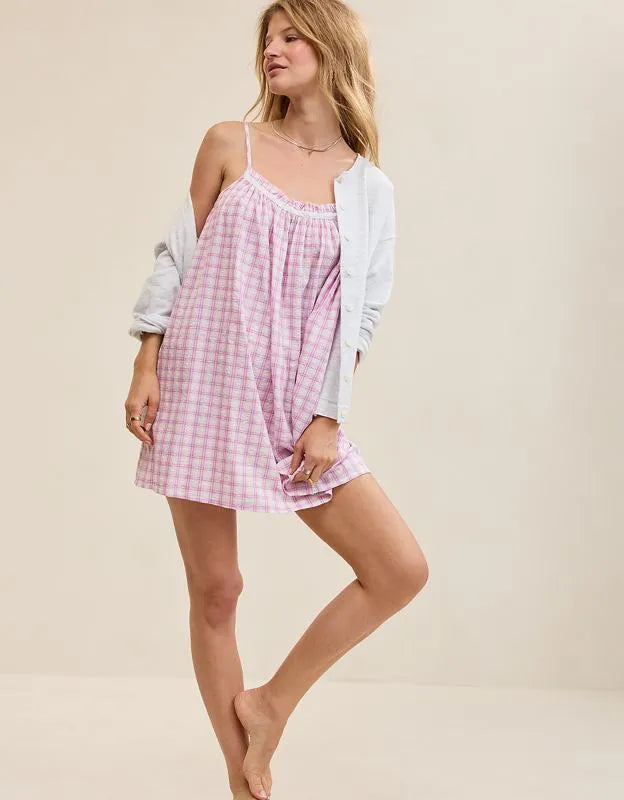 OVERSLEPT by Aerie Seersucker Babydoll Nightie