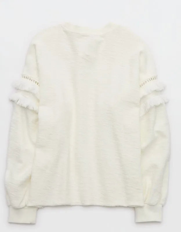 Aerie Textured Oversized Crew Sweatshirt