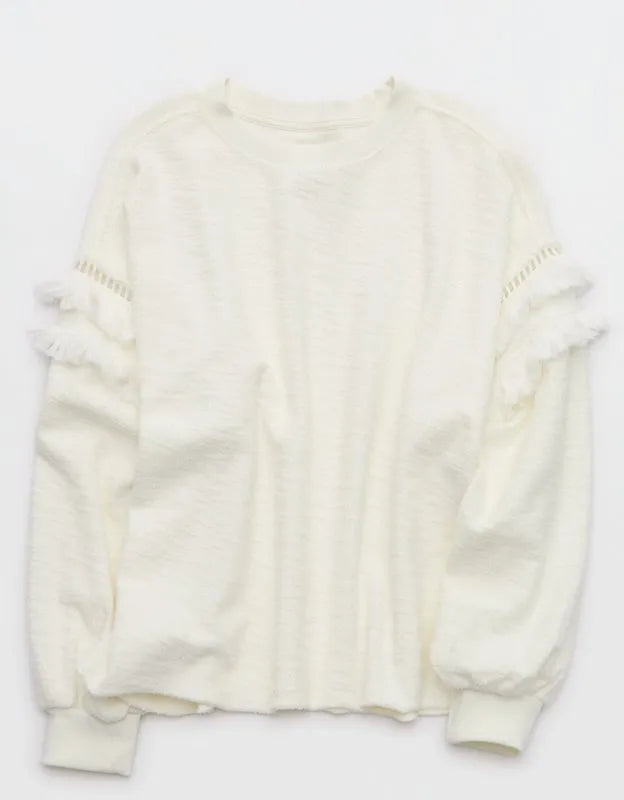 Aerie Textured Oversized Crew Sweatshirt