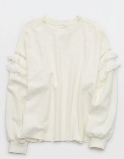 Aerie Textured Oversized Crew Sweatshirt