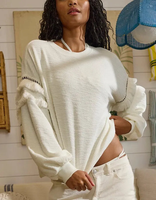 Aerie Textured Oversized Crew Sweatshirt