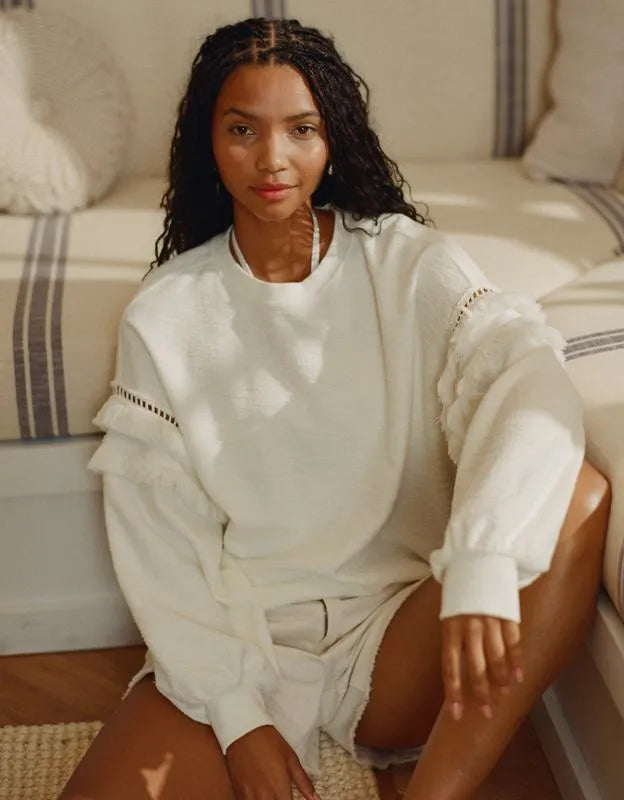 Aerie Textured Oversized Crew Sweatshirt