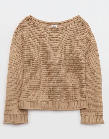 Aerie Sunkissed Textured Off-The-Shoulder Sweater