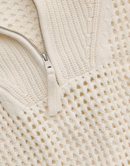 Aerie Crochet Quarter Zip Sweater