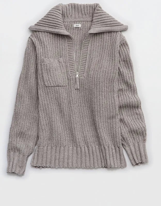 Aerie So Nostalgic Quarter Zip Sweater