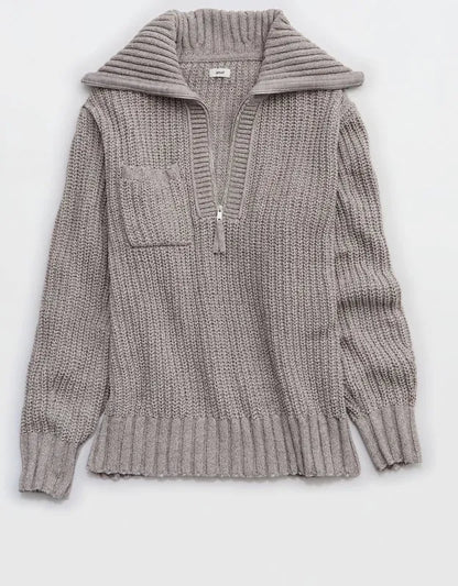 Aerie So Nostalgic Quarter Zip Sweater