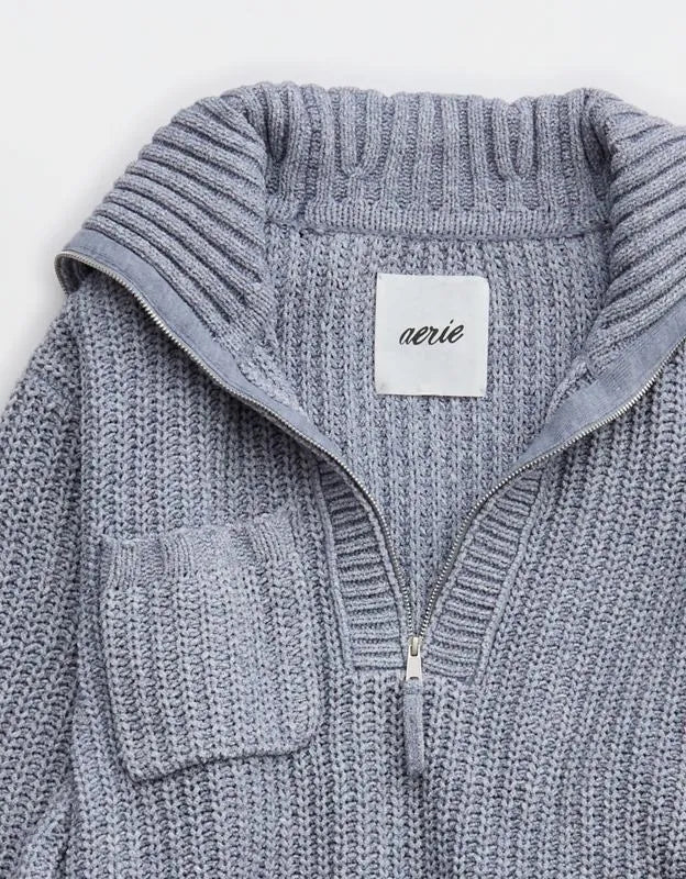 Aerie So Nostalgic Quarter Zip Sweater