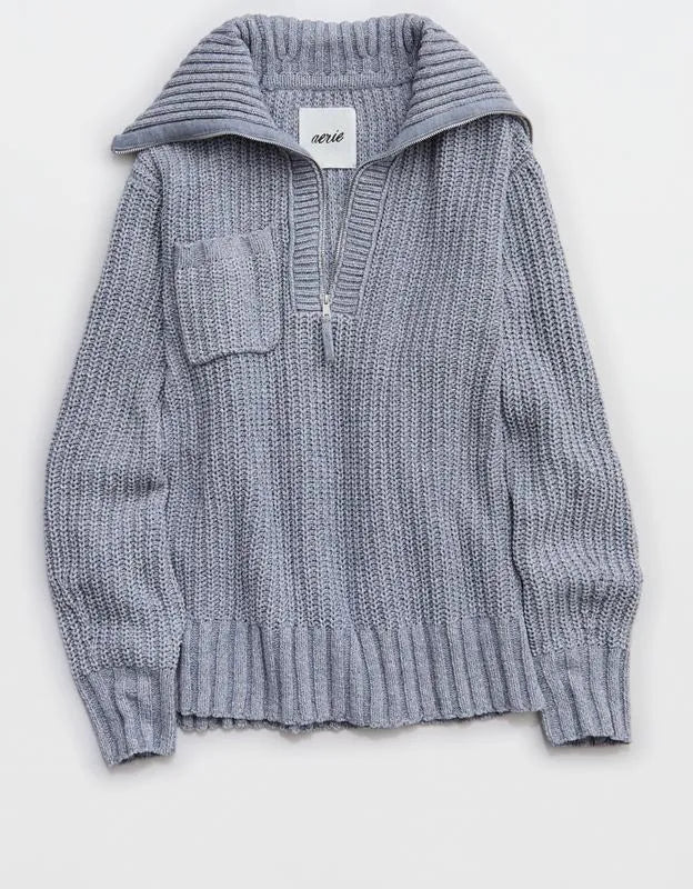Aerie So Nostalgic Quarter Zip Sweater