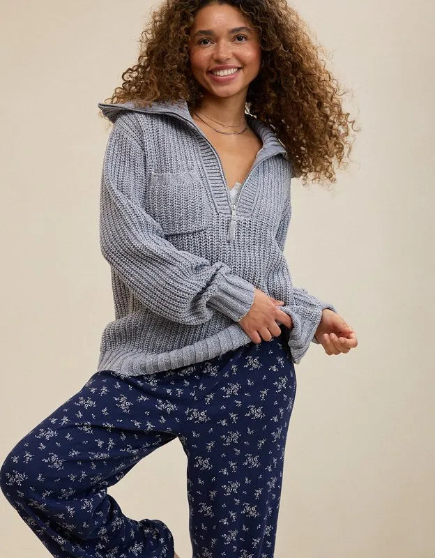 Aerie So Nostalgic Quarter Zip Sweater