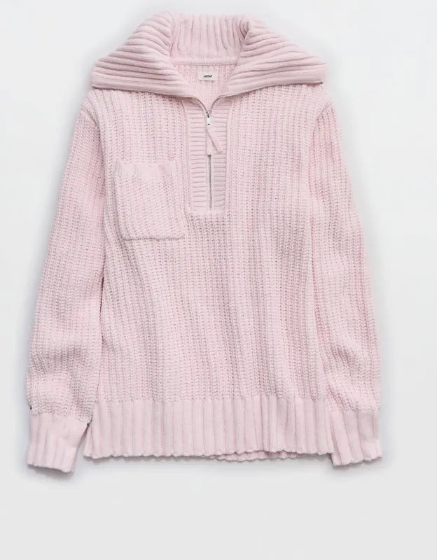 Aerie So Nostalgic Quarter Zip Sweater