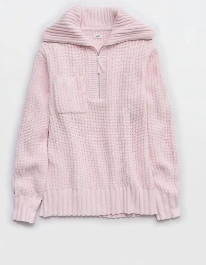 Aerie So Nostalgic Quarter Zip Sweater