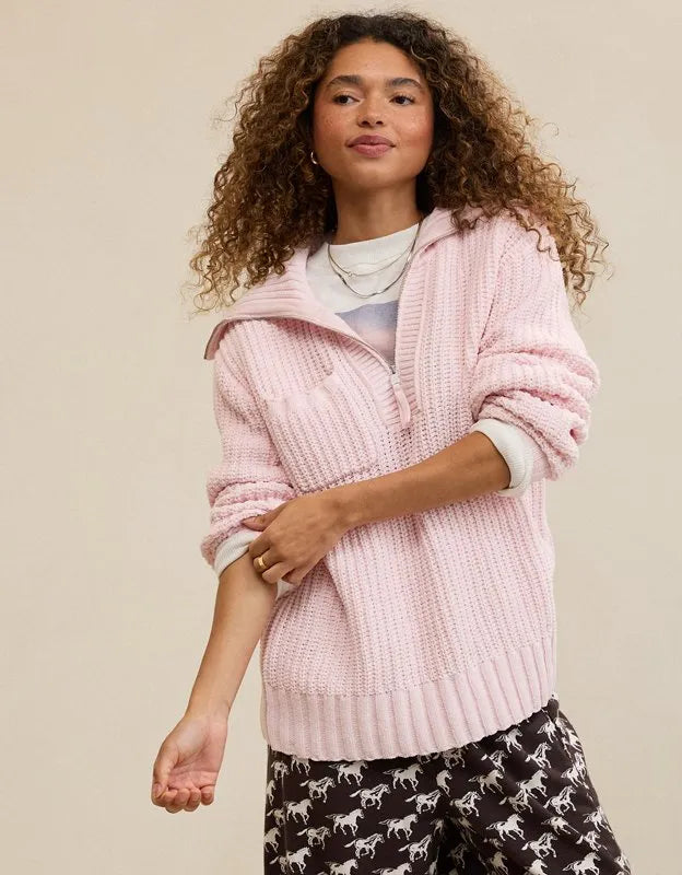 Aerie So Nostalgic Quarter Zip Sweater