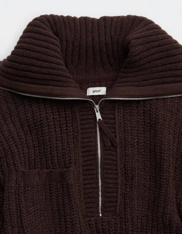 Aerie So Nostalgic Quarter Zip Sweater