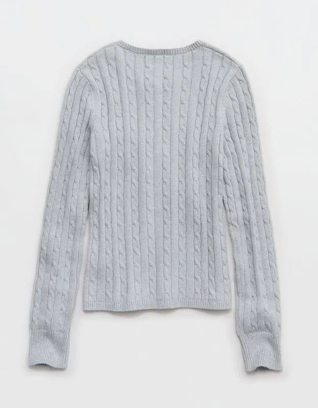 Aerie Cotton Cable Henley Sweater