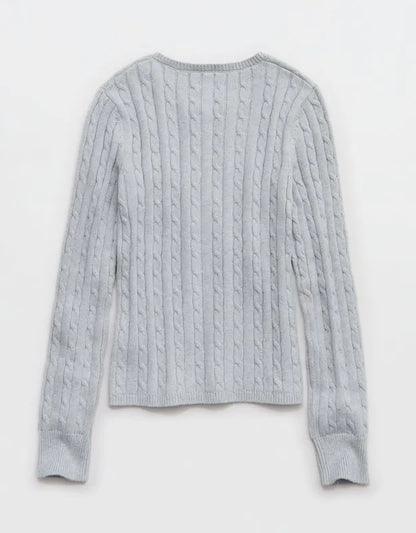 Aerie Cotton Cable Henley Sweater