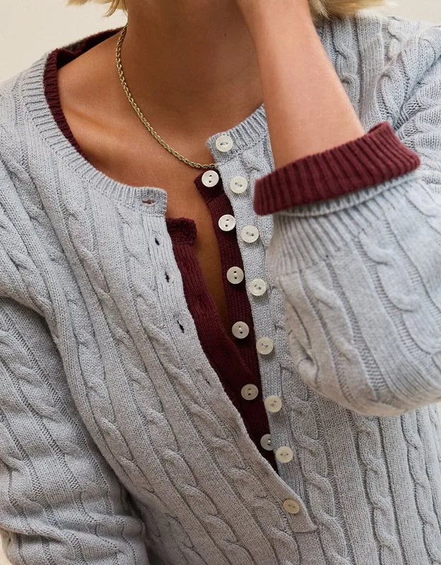 Aerie Cotton Cable Henley Sweater