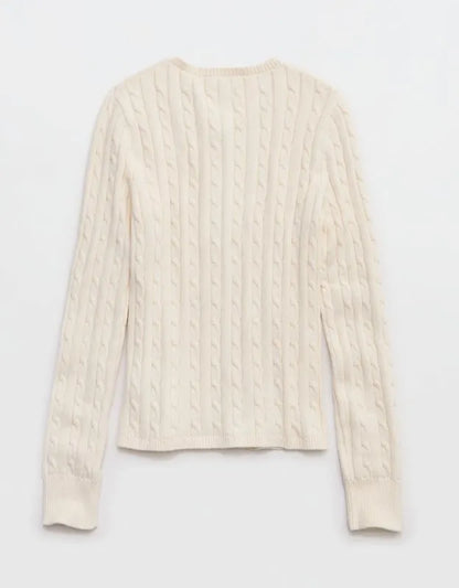 Aerie Cotton Cable Henley Sweater