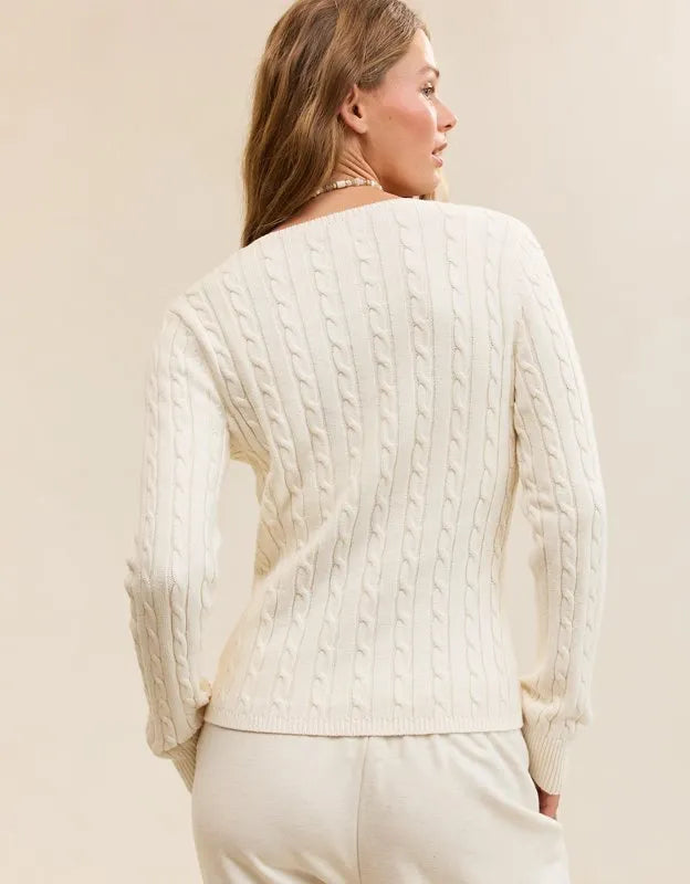 Aerie Cotton Cable Henley Sweater