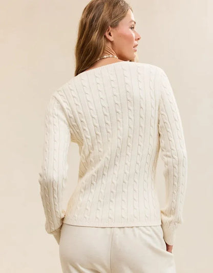 Aerie Cotton Cable Henley Sweater