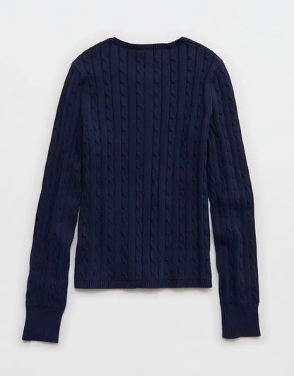 Aerie Cotton Cable Henley Sweater