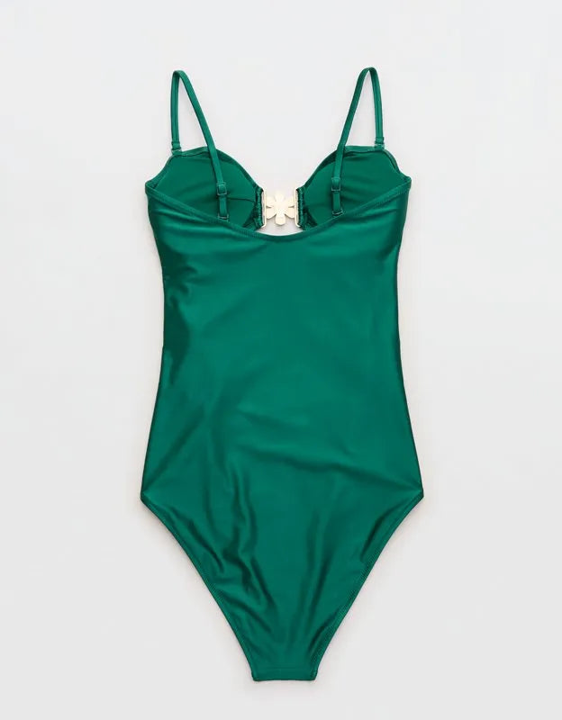 Aerie Floral Clasp One Piece Swimsuit