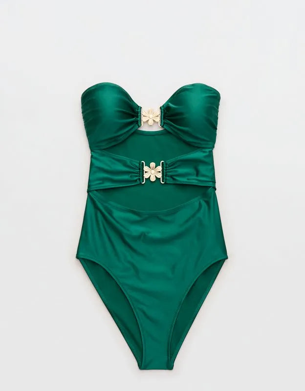 Aerie Floral Clasp One Piece Swimsuit