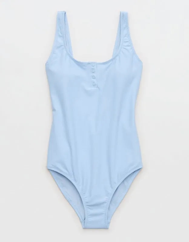Aerie Henley Full Coverage One Piece Swimsuit