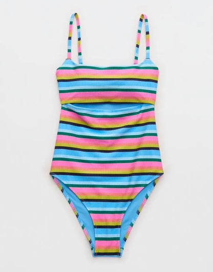 Aerie Cutout Shine Rib One Piece Swimsuit