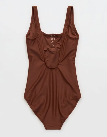 Aerie Henley Full Coverage One Piece Swimsuit