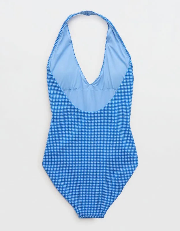 Aerie Gingham Halter Full Coverage One Piece Swimsuit